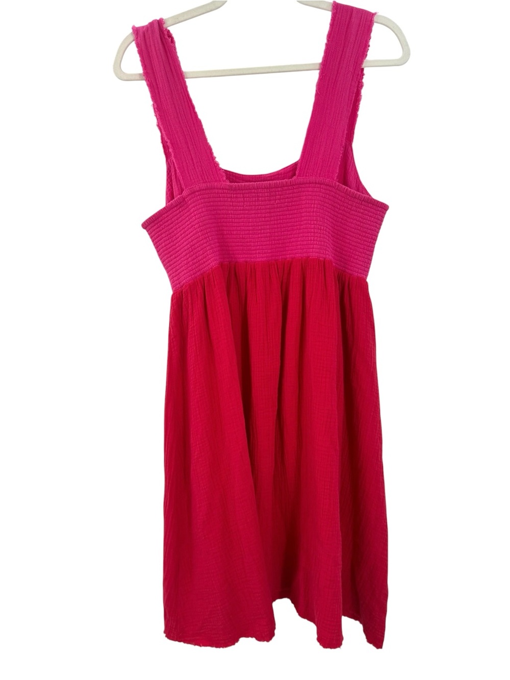 Natural Life Tricia Pink Red Cotton Gauze Midi Dress Colorblock Fairy Boho Med - Picture 7 of 12